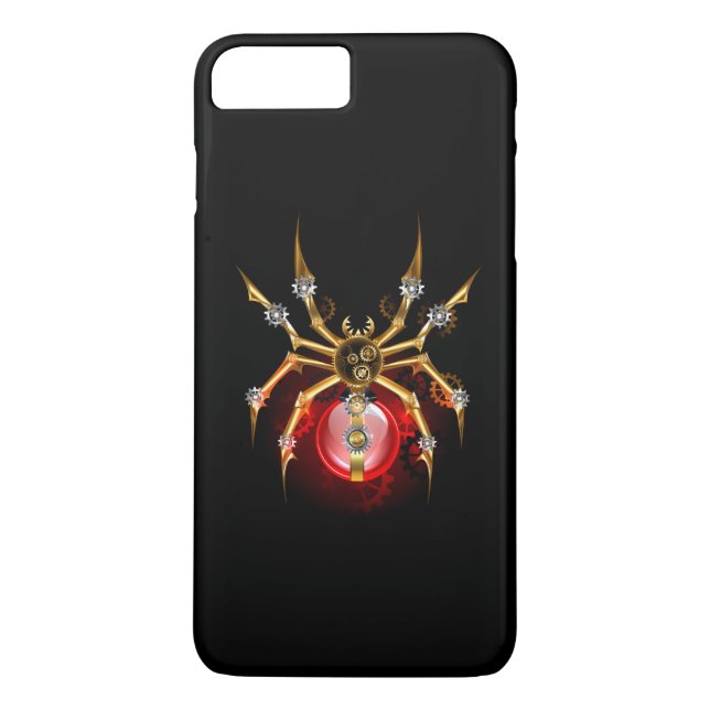 Steampunk spider on black Case-Mate iPhone skal (Baksida)