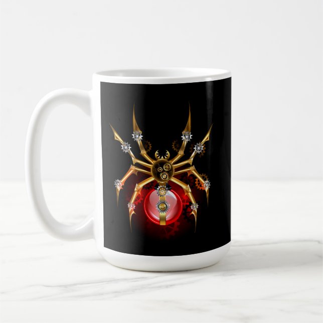 Steampunk spider on black kaffemugg (Vänster)