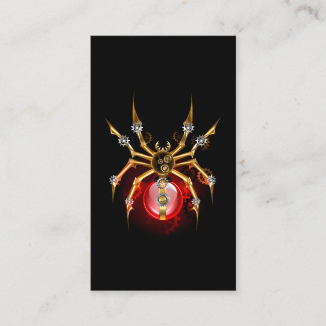 Steampunk spider on black rabattkort (Framsida)