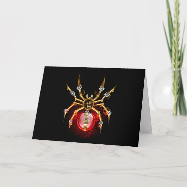 Steampunk spider on black tack kort (Framsida)