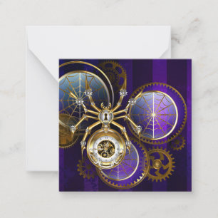Steampunk Spider på Lila Background Anteckningskort