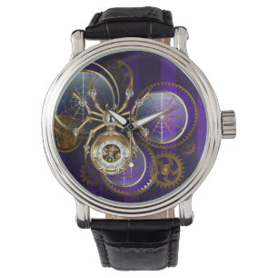 Steampunk Spider på Lila Background Armbandsur