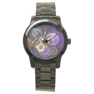 Steampunk Spider på Lila Background Armbandsur