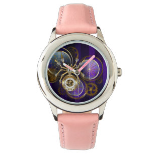 Steampunk Spider på Lila Background Armbandsur