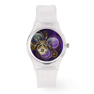Steampunk Spider på Lila Background Armbandsur