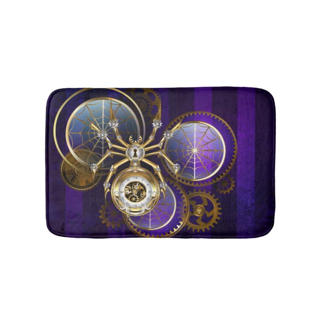 Steampunk Spider på Lila Background Badrumsmatta (Framsidan)