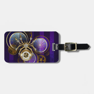 Steampunk Spider på Lila Background Bagagebricka