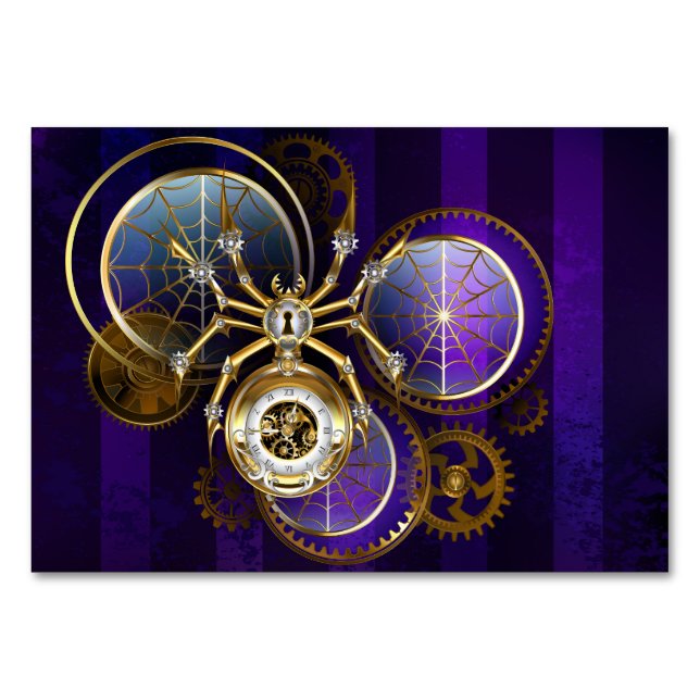 Steampunk Spider på Lila Background Bordsnummer (Framsidan)