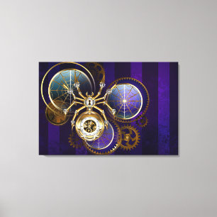 Steampunk Spider på Lila Background Canvastryck