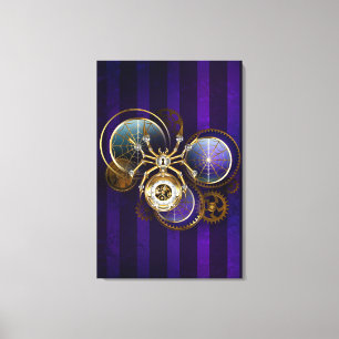 Steampunk Spider på Lila Background Canvastryck