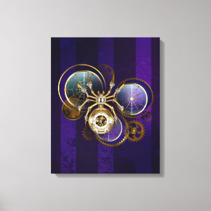 Steampunk Spider på Lila Background Canvastryck