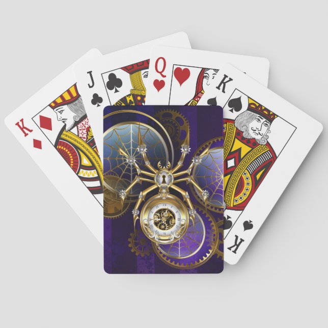 Steampunk Spider på Lila Background Casinokort (Baksidan)