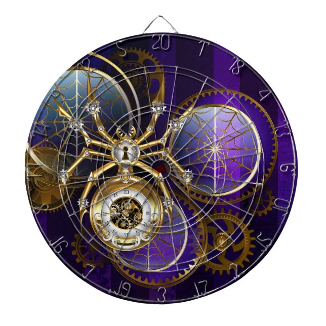 Steampunk Spider på Lila Background Darttavla (Framsidan)