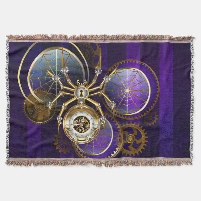 Steampunk Spider på Lila Background Filt (Framsidan)