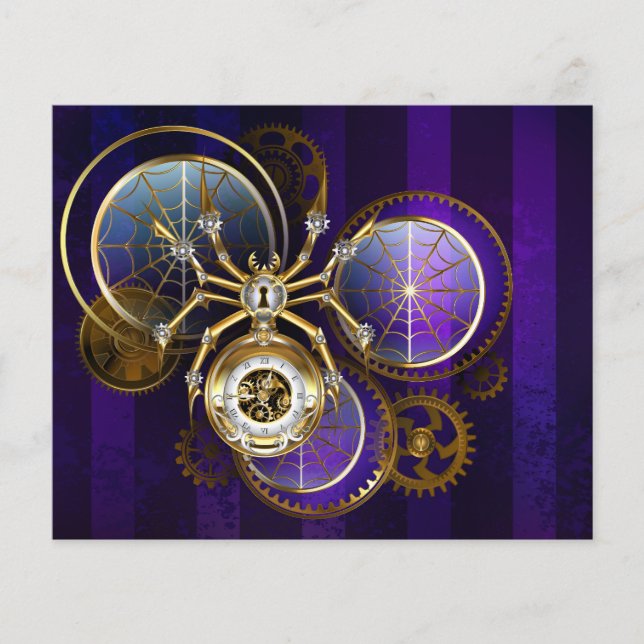 Steampunk Spider på Lila Background Flygblad (Framsidan)
