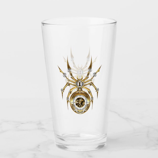 Steampunk Spider på Lila Background Glaskopp (Framsida)
