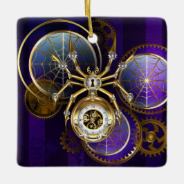 Steampunk Spider på Lila Background Julgransprydnad Keramik