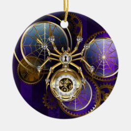 Steampunk Spider på Lila Background Julgransprydnad Keramik
