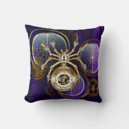 Steampunk Spider på Lila Background Kudde