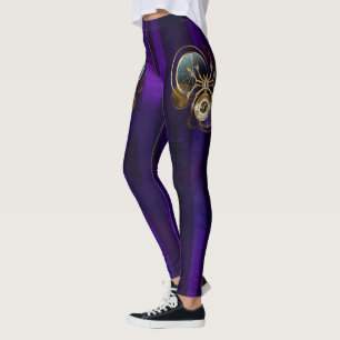 Steampunk Spider på Lila Background Leggings