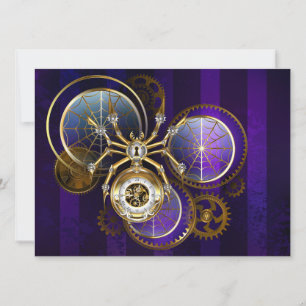 Steampunk Spider på Lila Background Meddelande