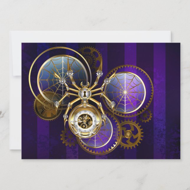 Steampunk Spider på Lila Background Meddelande (Framsida)