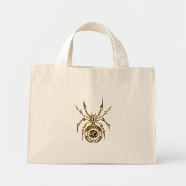 Steampunk Spider på Lila Background Mini Tygkasse (Framsidan)