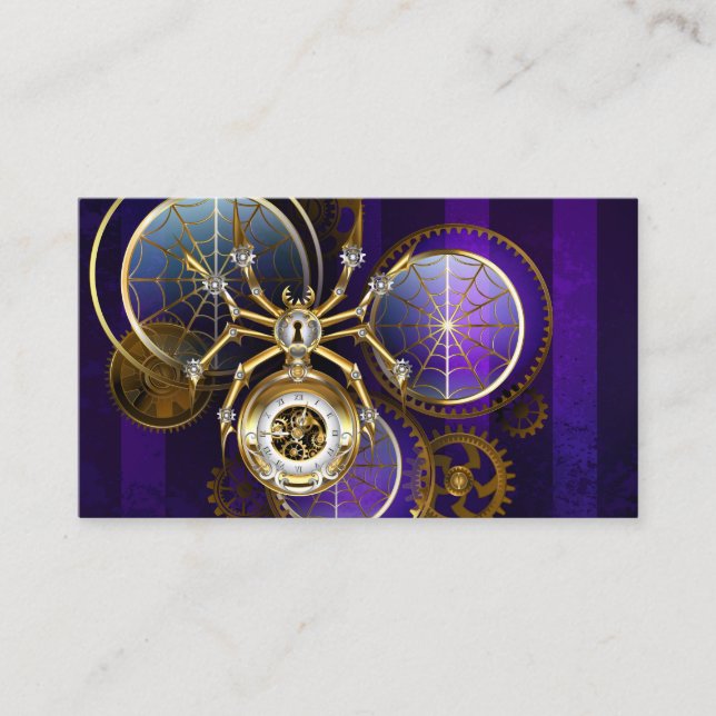 Steampunk Spider på Lila Background Rådkort (Framsida)
