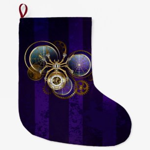 Steampunk Spider på Lila Background Stor Julstrumpa