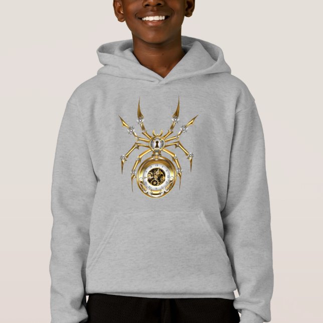 Steampunk Spider på Lila Background T Shirt (Framsida)