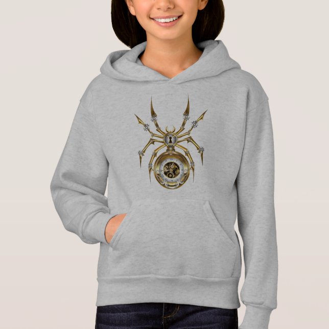 Steampunk Spider på Lila Background T Shirt (Framsida)