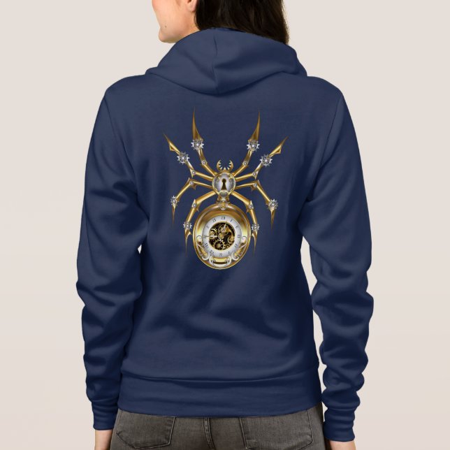 Steampunk Spider på Lila Background T Shirt (Baksida)