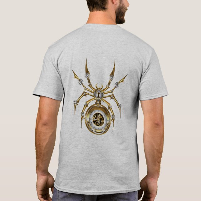 Steampunk Spider på Lila Background T Shirt (Baksida)