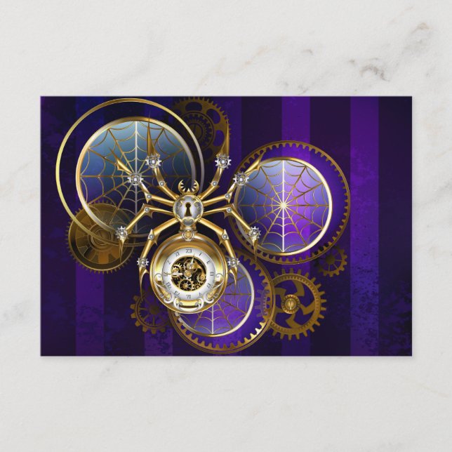 Steampunk Spider på Lila Background Tilläggskort (Framsida)