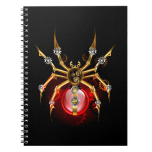 Steampunk spider på svart anteckningsbok