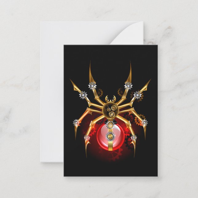 Steampunk spider på svart anteckningskort (Framsida)