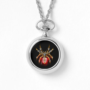 Steampunk spider på svart armbandsur