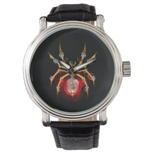 Steampunk spider på svart armbandsur