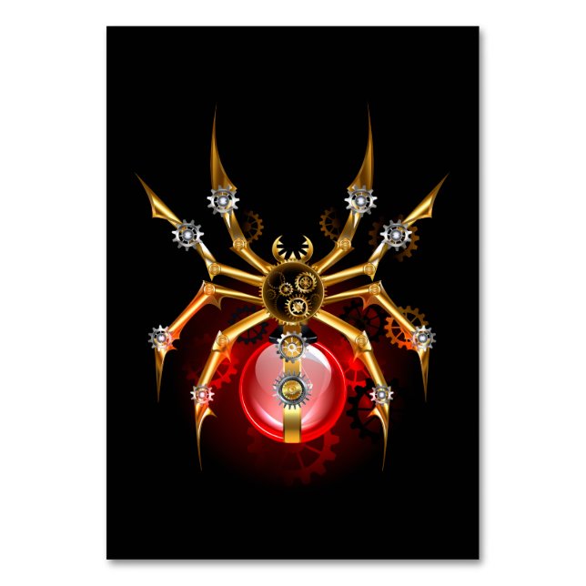 Steampunk spider på svart bordsnummer (Framsidan)