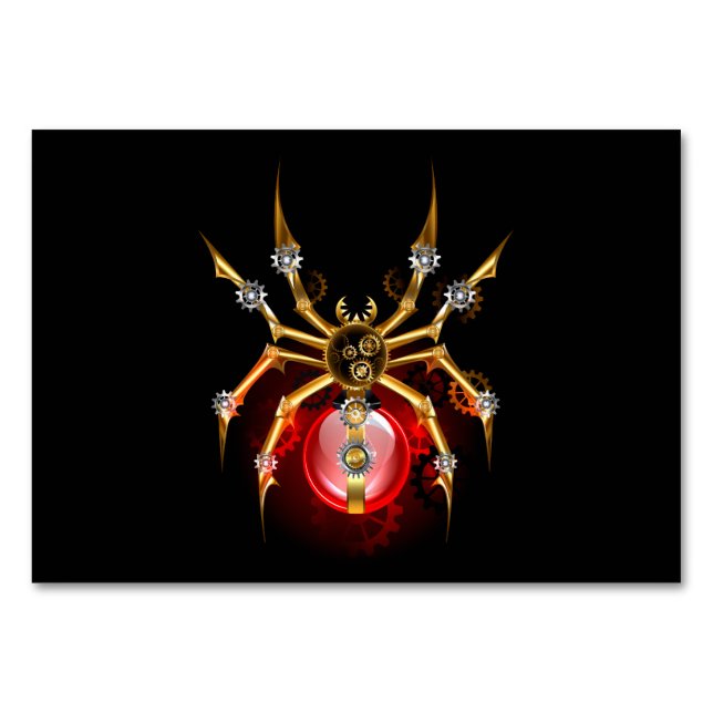 Steampunk spider på svart bordsnummer (Framsidan)