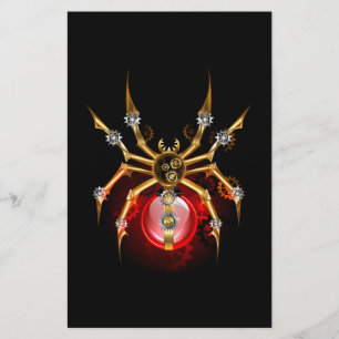 Steampunk spider på svart brevpapper