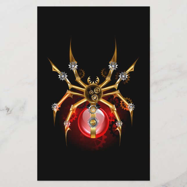 Steampunk spider på svart brevpapper (Framsida)