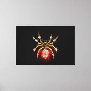 Steampunk spider på svart canvastryck