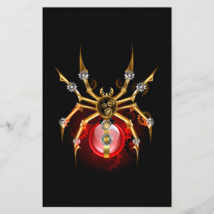 Steampunk spider på svart flygblad