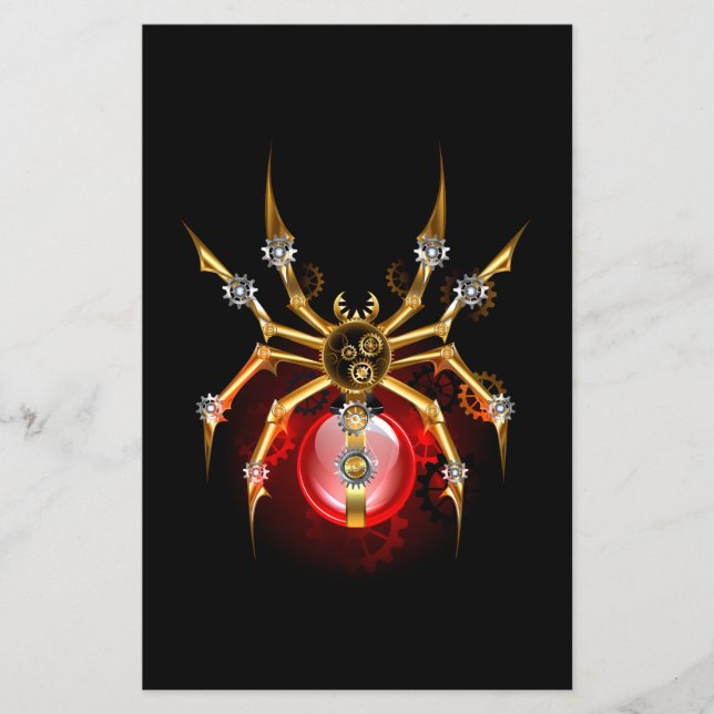 Steampunk spider på svart flygblad (Framsidan)