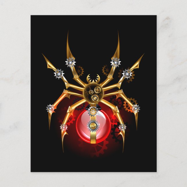 Steampunk spider på svart flygblad (Framsidan)