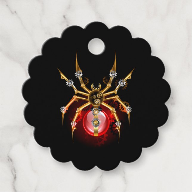 Steampunk spider på svart gåvor etiketter (Framsida)