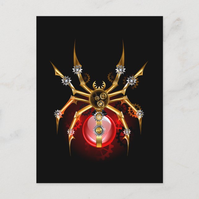 Steampunk spider på svart helg vykort (Framsida)