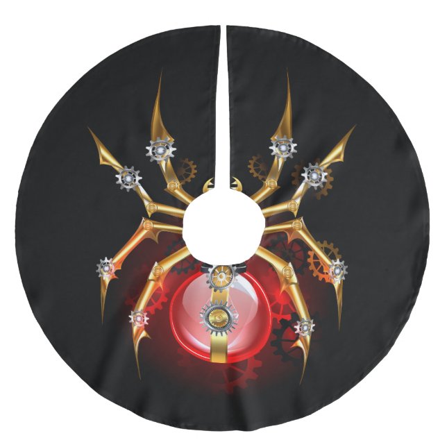 Steampunk spider på svart julgransmatta borstad polyester (Framsidan)
