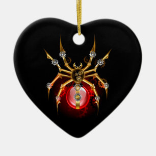 Steampunk spider på svart julgransprydnad keramik